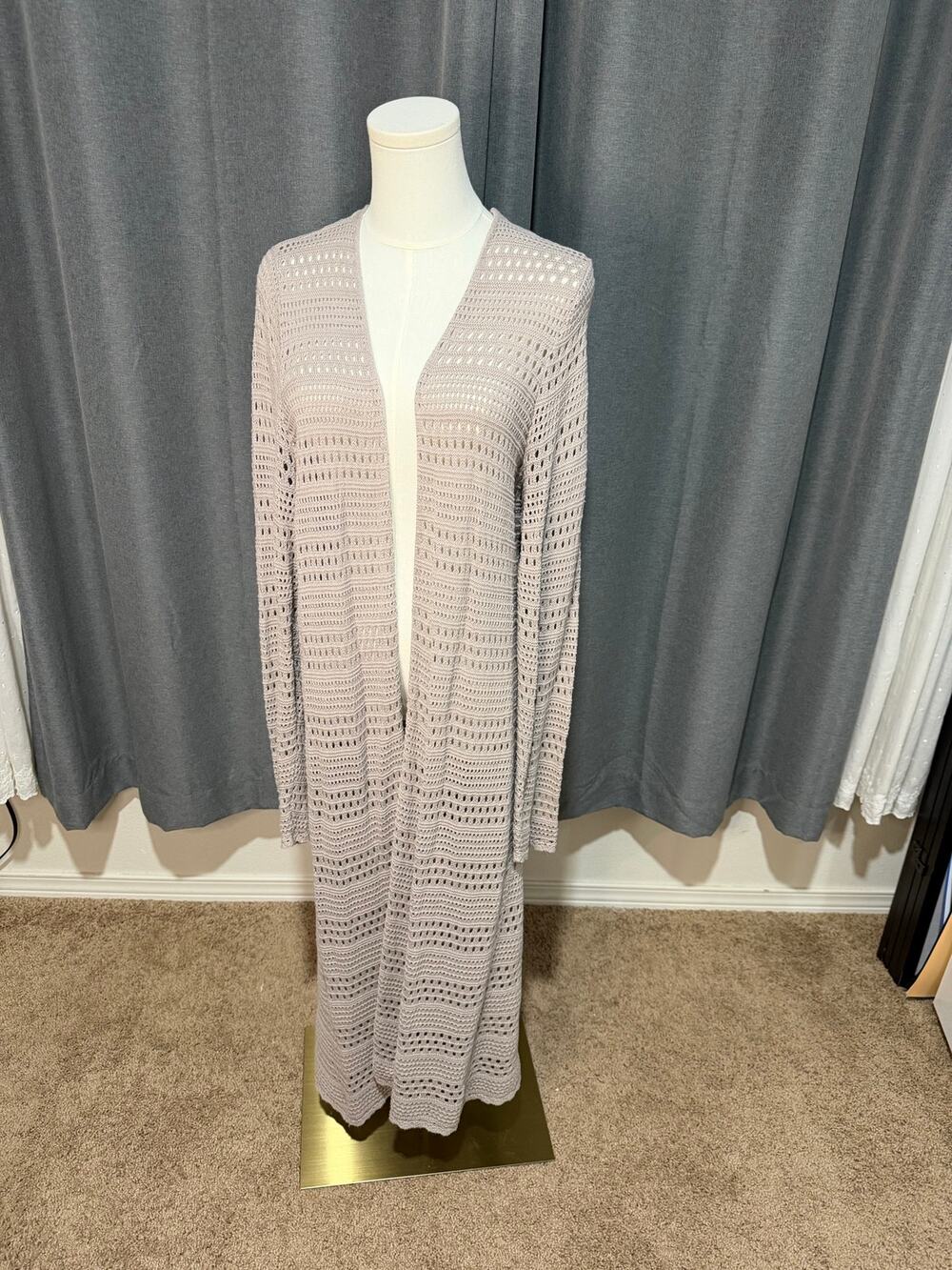 Torrid Size 2 Open Knit Crochet Duster Cardigan Longline Boho Layering